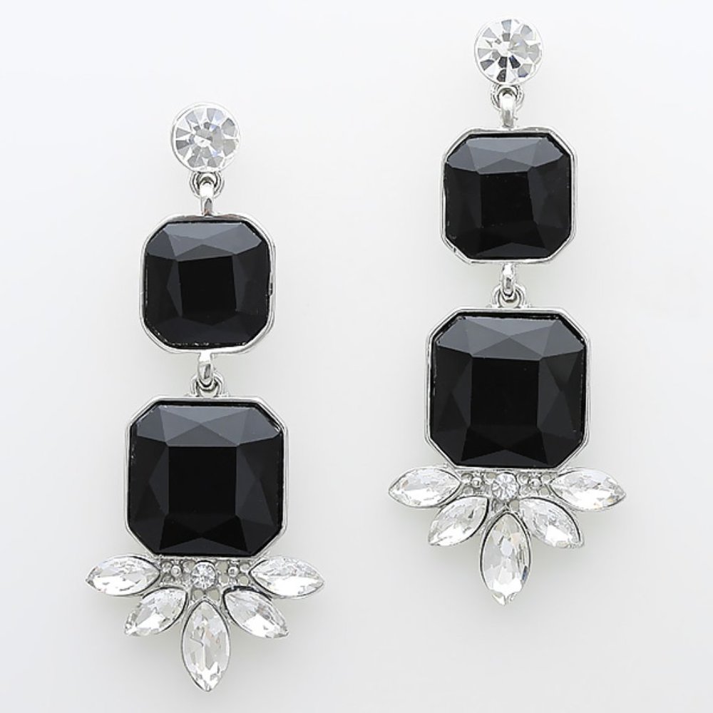 Black Crystal Drop Earrings